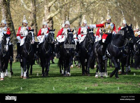 The Household Cavalry Mounted Regiment Salute Major General During Hi