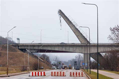 Bridge Section Collapses During Demolition Work On Lithuanias Main