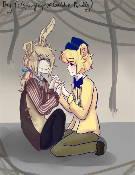 Day Holding Hands Springtrap X Golden Freddy By Sooji Oh On