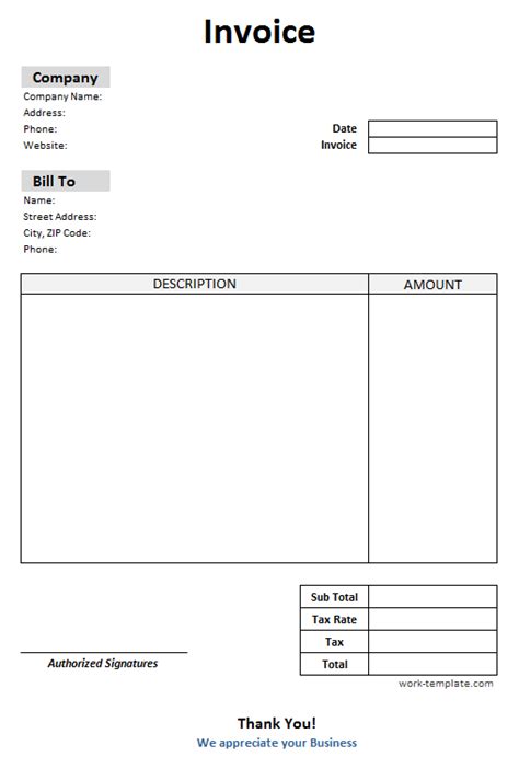 Blank Invoice Template Invoice Template Invoice Design Template