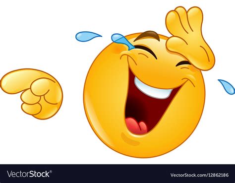 Laughing With Tears And Pointing Emoticon Vector Image