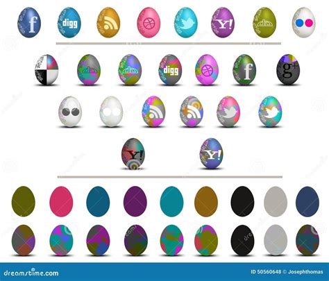 Colorful Social Media Easter Eggs Icon Set Isolated On White Editorial
