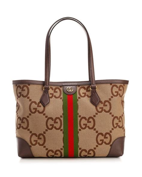 Gucci Leather Ophidia Medium Jumbo Gg Tote Bag In Brown Lyst Uk