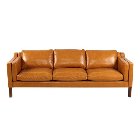 Kardiel Monroe Mid Century Modern Sofa 3 Seat Tan Aniline Leather