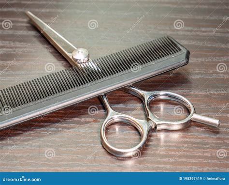 Comb And Scissors Hair Salon Stock Image Image Of Comb Modern 195297419