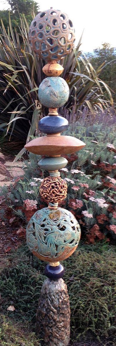Nessy Ceramics Totems Garden Pottery Handmade Garden Art Garden Art