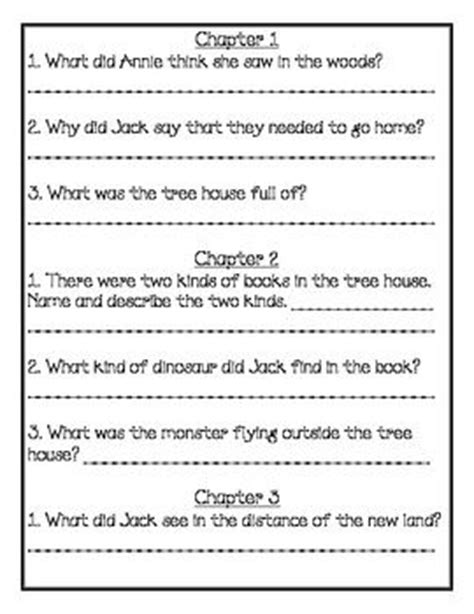magic tree house  comprehension packet magic tree house lessons