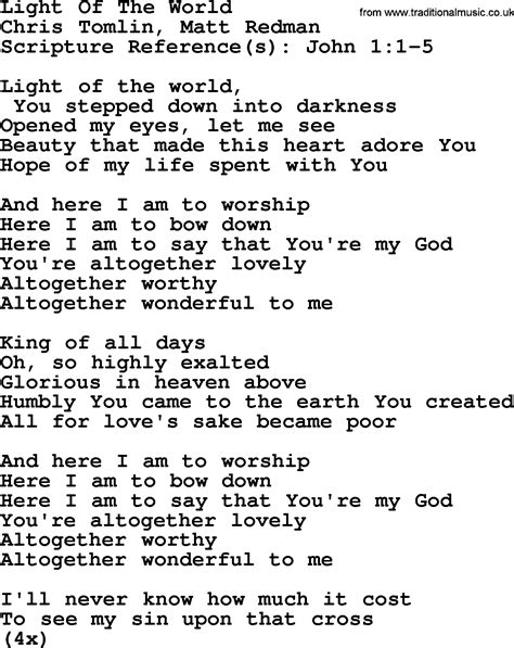 Most Popular Church Hymns And Songs Here I Am To Worshiplight Of The