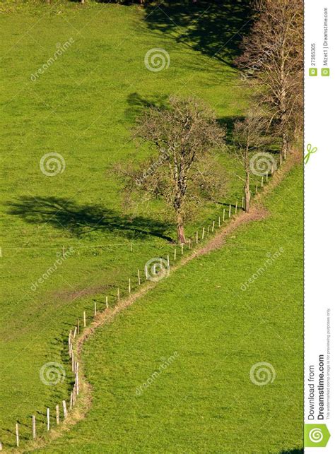 Line Of Fence On Meadow Stock Image Image Of Fall Grass 27365305