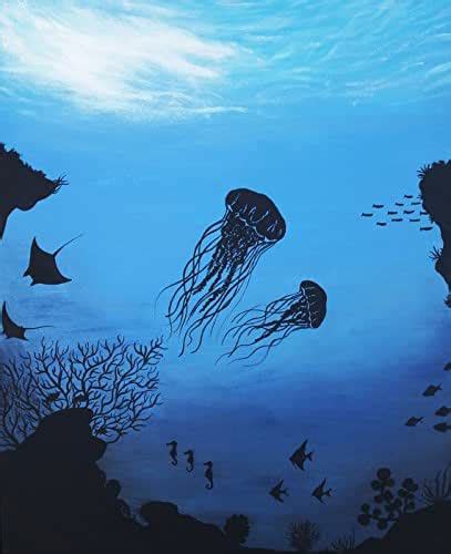 Ocean Reef Aquatic Life Silhouette Painting