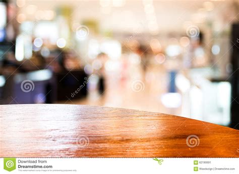 Empty Round Table Top At Coffee Shop Blurred Background