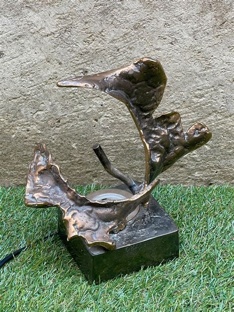 Yves Lohe 1947 Lampe Sculpture En Bronze Doré Manque