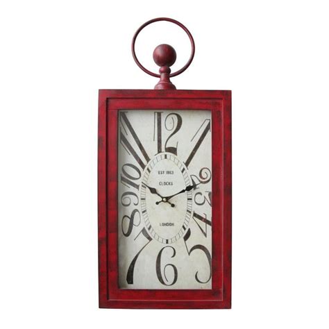 Waverly Distressed Red Rectangle Wall Clock Cl19628937 The Home Depot