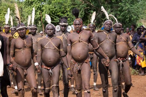Bodi Tribe Men Celebrating Kael Ceremony Gurra Hana Mursi Omo Valley Ethiopia A Photo On