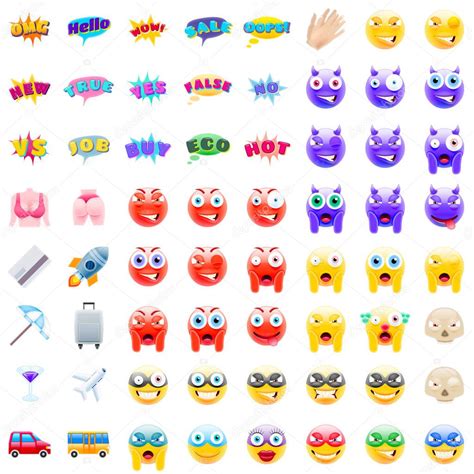 Último Conjunto Modernos Emojis Emoticons Símbolos Ilustração Vetorial