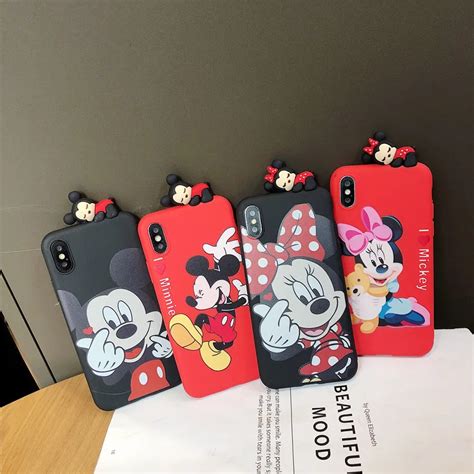 Fashion Leuke Cartoon 3D Mickey Minnie Paar Funda Case Voor IPhone X XR