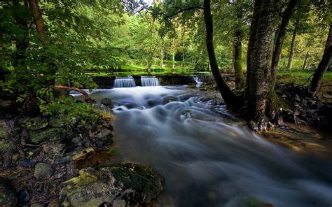 Hd Wallpaper Landscape River Waterfall Motion Blur Forest Creeks
