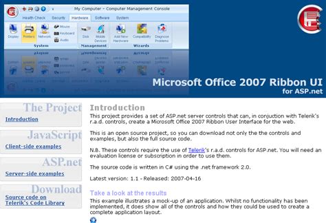 Office 2007 Ribbon Ui General And Integration Projects Ui For Asp