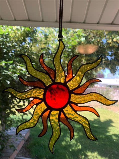 Stained Glass Sun Sun Stained Glass Suncatcher Sun Catcher Etsy