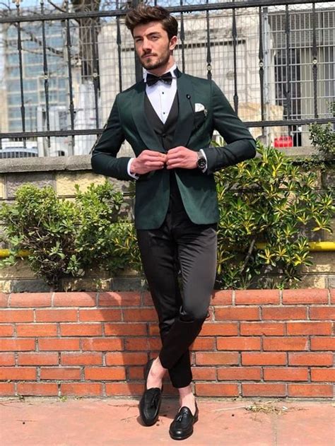Men Suits Formal Fashion Slim Fit Green 3 Piece Prom Suit Etsy In