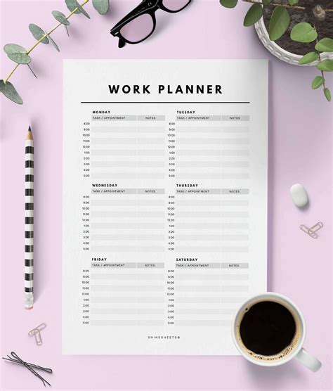 Work Week Or Appointment Planner Printable Shinesheets