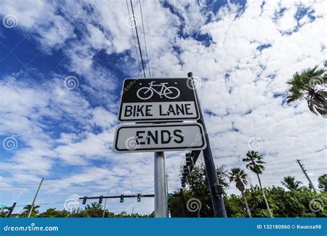 Bike Lane Ends Stock Photo Image Of Lane Sign Ends 132180860