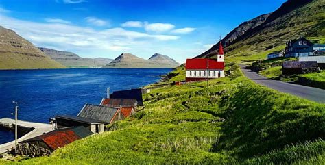 Husar Church Kalsoy Island Faroe Island Hills House Grass Travel