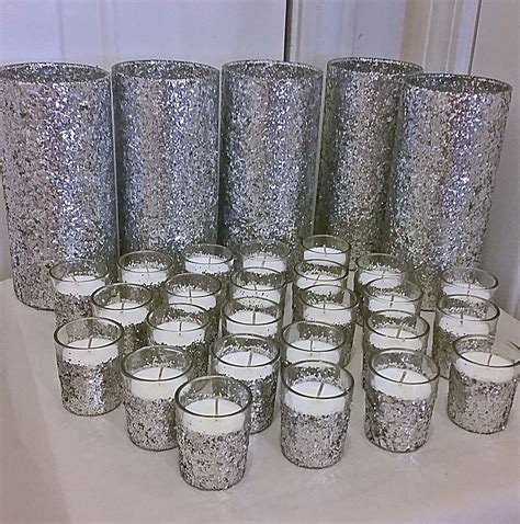 5 Vases And 25 Candles Silver Wedding Centerpiece Table Decorations
