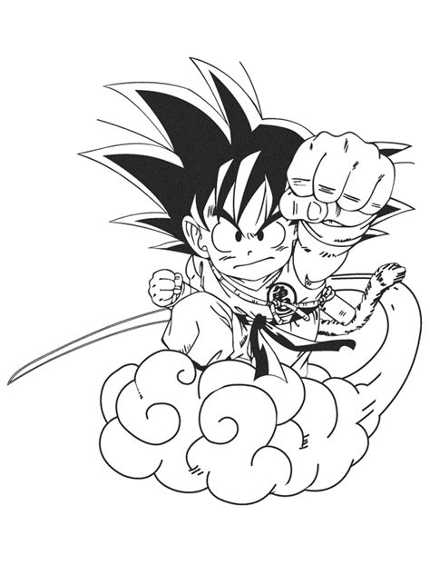 Goku On Cloud Coloring Page Anime Coloring Pages