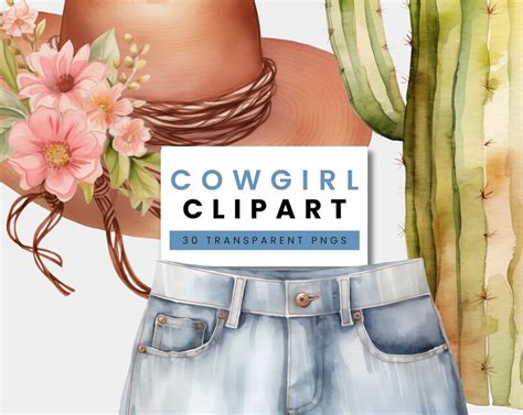 Cowgirl Clipart Set Watercolor Cowboy Boots With Flowers Watercolour