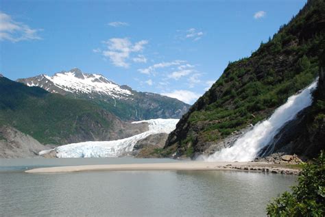 Mendenhall Glacier And Nugget Falls Near Juneau Alaska Is One Of