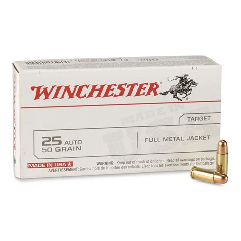 Winchester 25 Acp Fmj 50 Grain 50 Rounds 12040 25 Acp Ammo At Sportsmans Guide