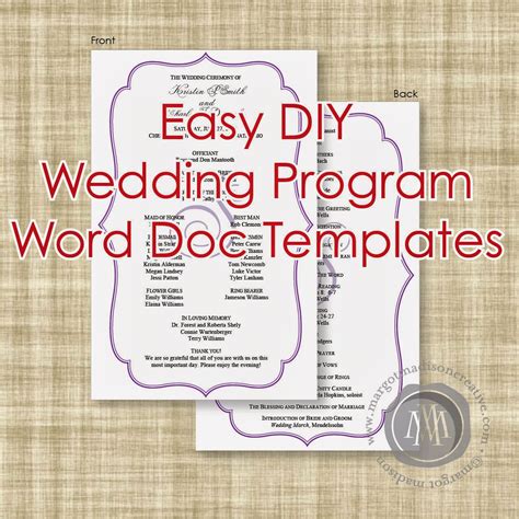 margotmadison diy wedding program word  templates