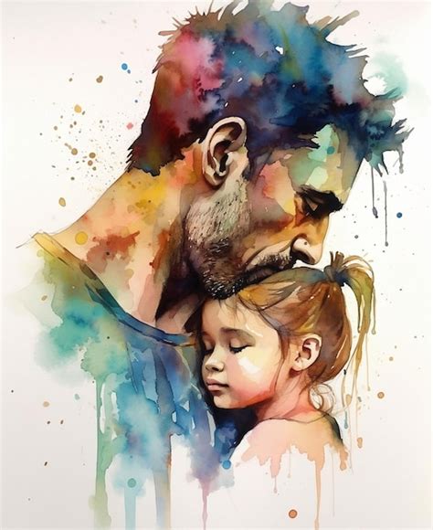 Premium Ai Image Beautiful Watercolor Artwork Of A Father And