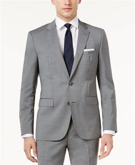 Hugo Boss Hugo Mens Slim Fit Medium Gray Pinstripe Suit Macys