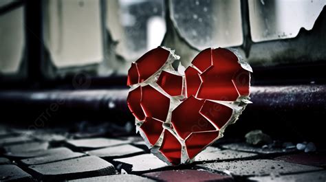 Fondo El Corazón Rojo Roto Se Puede Ver Sentado En Un Vaso Roto Fondo