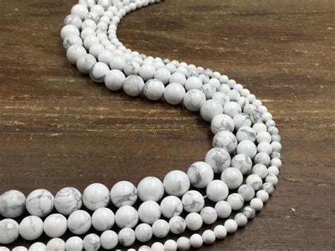 White Howlite Beads Smooth Round Howlite Beads Gemstone Beads Etsy