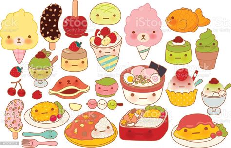 Collection Of Lovely Baby Japanese Food Doodle Icon Cute Omelet Stock