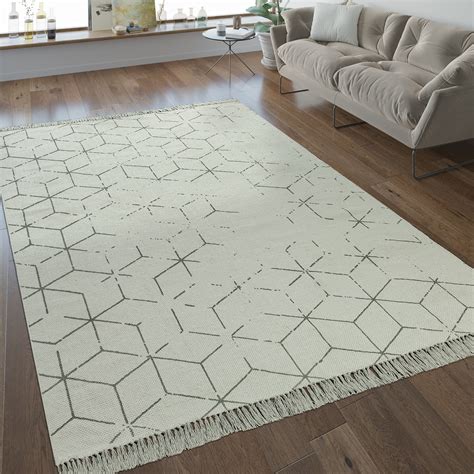 Sanat teppich milat 8012, 120x180cm material: Flachgewebe Teppich Gitter Muster Grau | Teppich.de