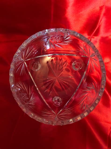 Vintage Pinwheel Crystal Footed Bowl Etsy