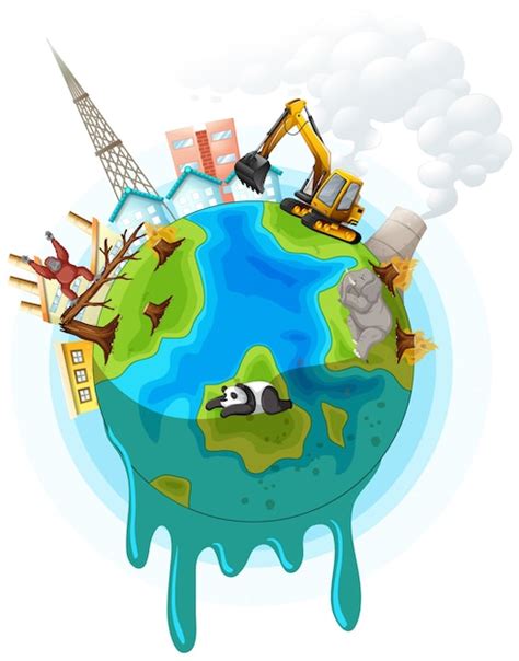 Illustration With Global Warming Problem Free Vector