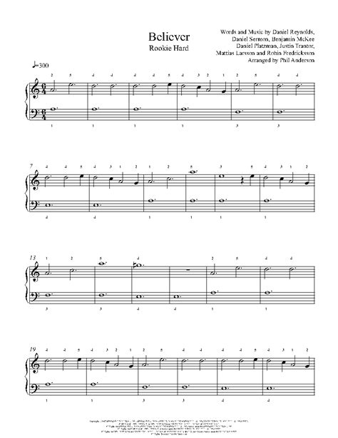 Print and download believer by imagine dragons piano sheet music. Believer by Imagine Dragons Piano Sheet Music | Rookie Level