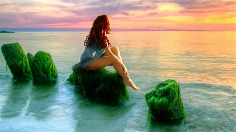 วอลเปเปอร์ แสงแดด ทะเล สีเขียว เช้า อารมณ์ วันหยุด ความรัก นาง