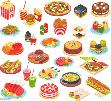 Isometric Food Set Stock Illustration Download Image Now Istock
