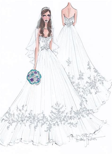 Custom Wedding Gown Illustration Front And Back Etsy In 2021