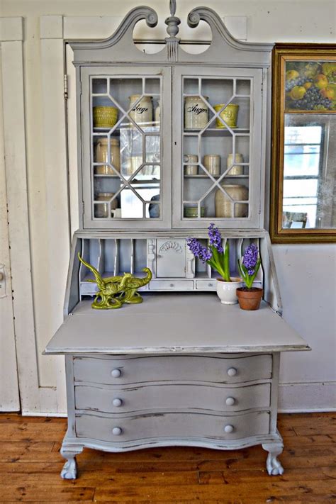 Heir And Space An Antique Secretary In Gray Refurbished Furniture