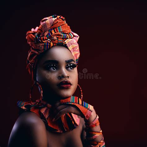 Dark Portrait Of Beautiful African Woman In Traditional Nigerian