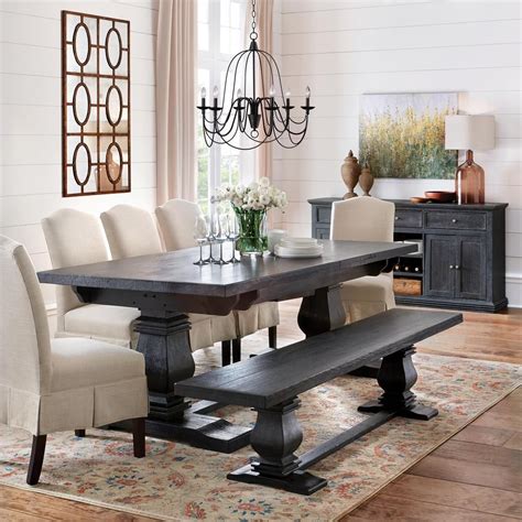 Aldridge Washed Black Extendable Dining Table Nb023wb The Home Depot