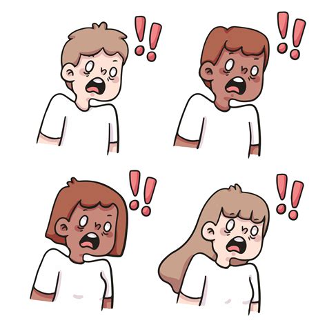 People Shocked Reaction Set Cute Cartoon Illustration 1893299 Vector