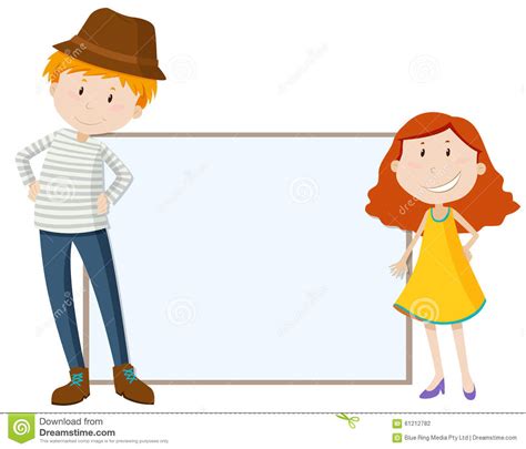 Tall Man And Short Girl By The Sign Stock Vector